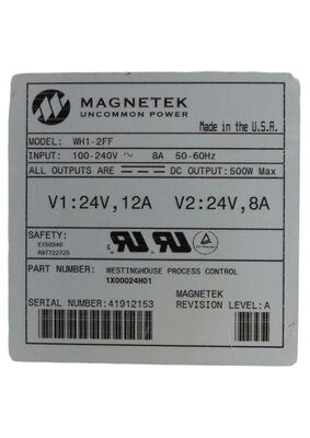 Westinghouse Emerson 1X00024H01 WH1-2FF Power Supply Module with 100-240V AC High-Efficiency Power Conversion and Comprehensive Protection